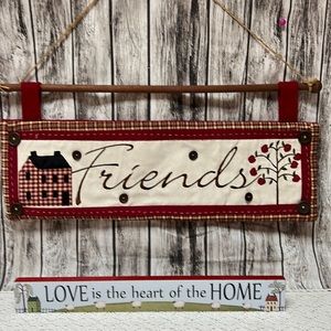 2 piece Home Decor set-Friends farmhouse hanging sign and Love/Home block sign
